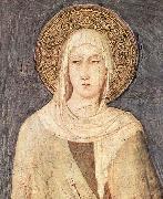 Simone Martini detail depicting Saint Clare of Assisi from a fresco  in the Lower basilica of San Francesco oil on canvas